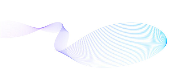 Abstract vector wavy lines flowing smooth curve colorful gradient purple blue on transparent background in concept of technology, science, music, modern.