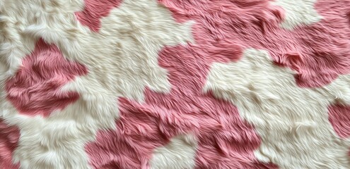 Pink and white realistic looking cow hide. Textured background imitating pink and white animal fur in detail. Cowgirl party