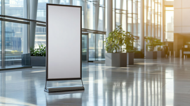 Mockup. Corporate Hallway with Poster, modern design, sleek layout, business environment