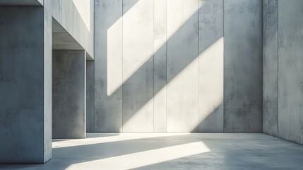 Obraz premium Ultra-realistic 8K concrete room with abstract interior design and architectural backdrop, photorealistic hypermaximalist advertising photography, fine detail