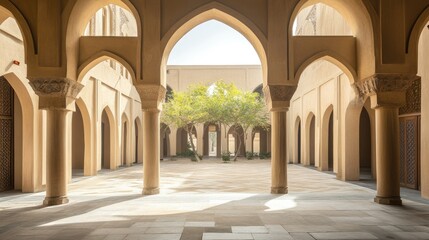 Tranquil Courtyard with Arched Architecture