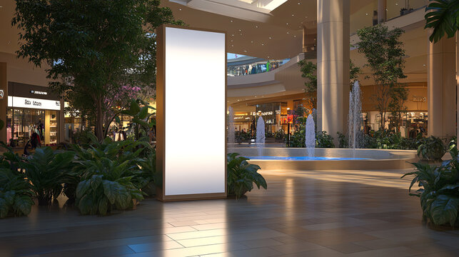 Mockup. Digital Display in Spacious Gallery, Classic Modern Design, Open Innovation Space  