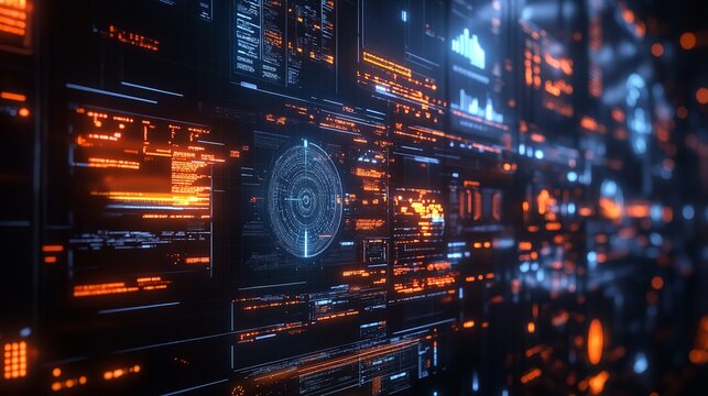 Futuristic Technology Interface with Blue and Orange Lights