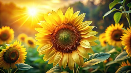 Fototapeta premium Vibrant Sunflower Product Photography with Bright Colors, Textures, and Natural Elements for Home Decor and Art Enthusiasts