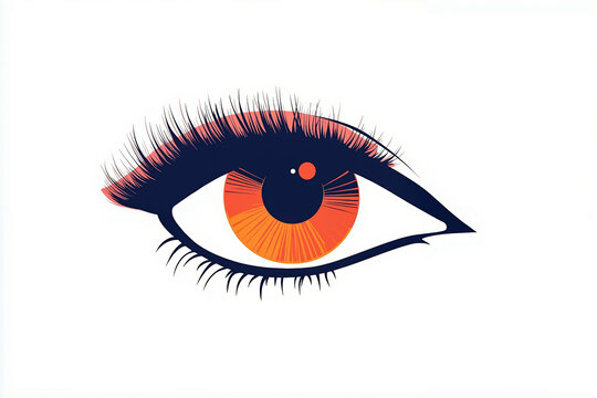recommend clip art: A graphic illustration of a human eye with a stylized design, featuring a prominent orange and black iris with black eyelashes
