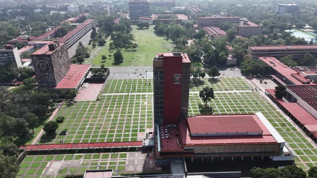 Soaring over a university campus in south Mexico City