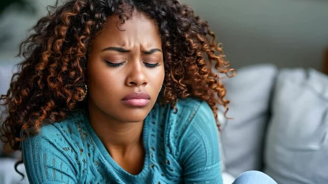 Cramps agony: visual representation of young woman enduring menstrual pain, depicting physical, emotional challenges of menstruation, emphasizing harsh reality of period cramps, associated discomfort.