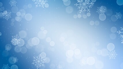 Abstract snowflake with bokeh backgrounds on blue backgrounds in Christmas Holiday , illustration Wallpaper