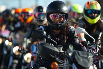 Fototapeta premium An all-female motorcycle race event on International Female Ride Day