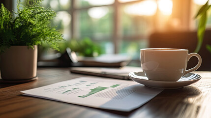 Coffee and documents on the table