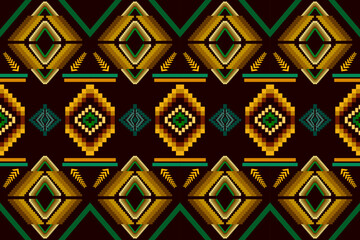 Ikat ethnic geometric abstract traditional Aztec seamless pattern. Native embroidery element decorative design for fabric, clothing, background, wallpaper, interior, decoration, ornament, border decor