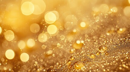 Golden Bokeh with Droplets on Surface