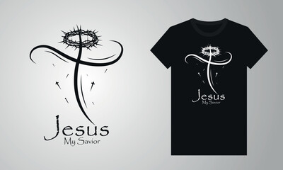 Christian Jesus T Shirt Design Vector, Bible Verse Custom Religious Typography T Shirt Design Concept Christmas Festival