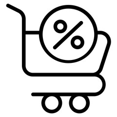 Cart with discount Line Icon