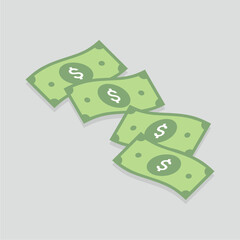 Vector illustration of many dollar bills
