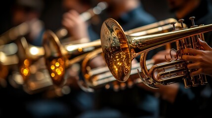 Obraz premium Close up of a Trumpet Player in an Orchestra