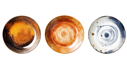 Rustic Vintage Ceramic Plates Showcasing Earthy Tones and Textures Generative AI