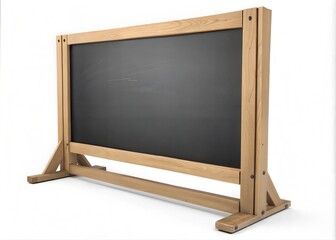 Obraz premium Horizontal blank black chalkboard with wooden frame isolated on white background