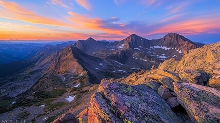 Obraz premium Dramatic Mountain Landscape at Sunset