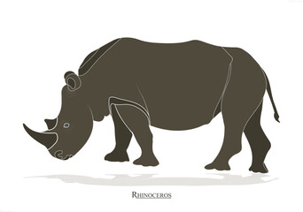 rhino vector, Rhinoceros icon, rhino, obstacle, Animal. A big rhinoceros in an African safari.
