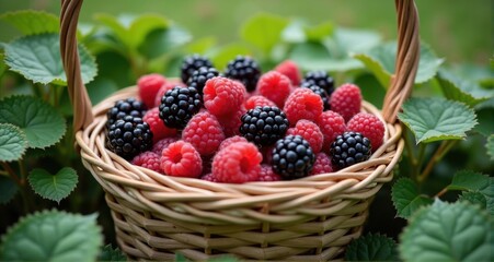 Freshly picked blackberries and raspberries