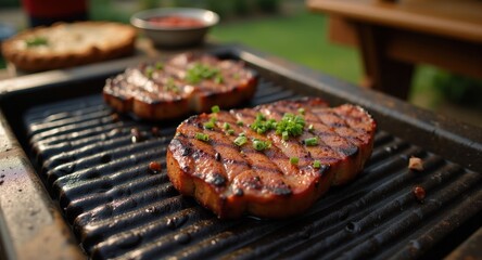 Grilled pork chops with herbs