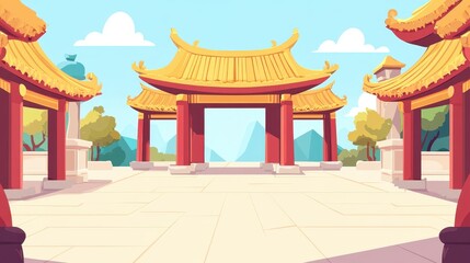 Obraz premium Traditional Asian Temple Entrance.