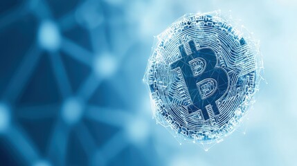 Digital Cryptocurrency Concept with Bitcoin and Blockchain Technology Visualization