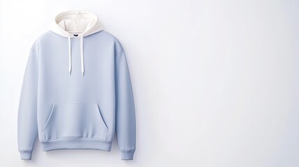 Stylish Light Blue Hoodie with White Hood on a Plain Background