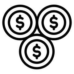 Three coin Line Icon