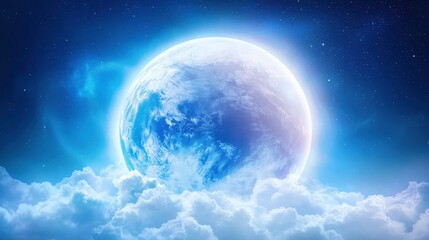 A Stunning View of Earth Surrounded by Ethereal Clouds at Night