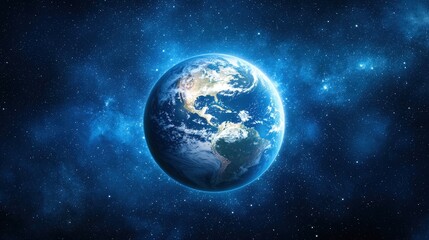 Fototapeta premium Stunning View of Earth Surrounded by Cosmic Space and Stars
