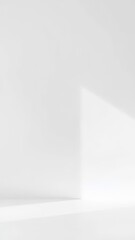 Minimalist white interior with soft shadows and geometric light patterns, ideal for sleek modern designs