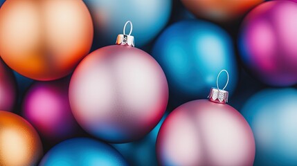 Fototapeta premium Colorful Christmas Ornaments in Vibrant Shades for Holiday Decor