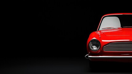 Fototapeta premium Classic Red Car Front View on a Dark Background