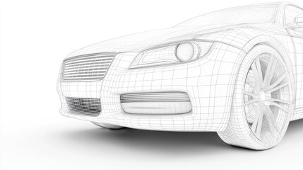 Naklejka premium 3D Wireframe Model of a Modern Luxury Vehicle Design