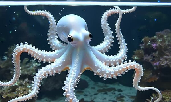 white octopus in aquarium video