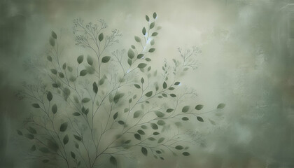 This wallpaper has soft green leaves on thin branches against a beige-to-green gradient. Perfect for tranquil spaces like bedrooms or lounges, it adds a natural, calming atmosphere to interiors.