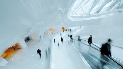 People customer transport on escalator at urban shopping mall, Department store business, financial economy,city life, tourist traveler lifestyle,Motion blur,copy space.
