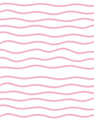 Wavy stripes print background. uneven hand drawn waves vector pattern. Striped abstract template. Cute squiggle streaks texture. pink bars on white backdrop.