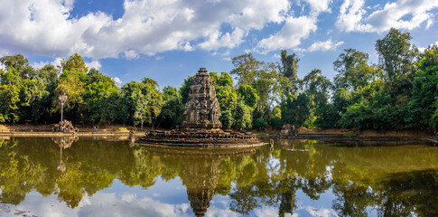 Neak Poan is an historic Hindu temple in the middle of pond at Angkor wat, Cambodia.