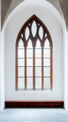 Elegant Gothic window design in a minimalist interior space bathed in natural light