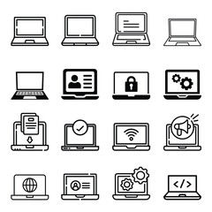 Laptop icon set vector, Computer Icon Set Vector, Monitor icon, PC Icon set vector