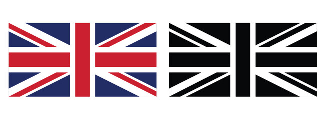 Union Jack flag , UK  Monochrome and black and white flag design