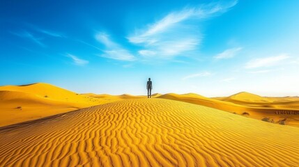 Person Standing Against Expansive Dunes Landscape