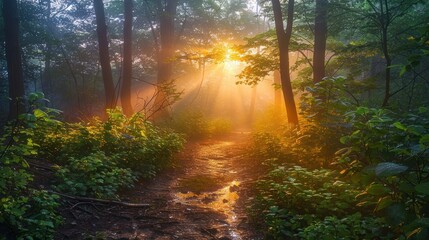 Obraz premium Sunbeams in the Forest