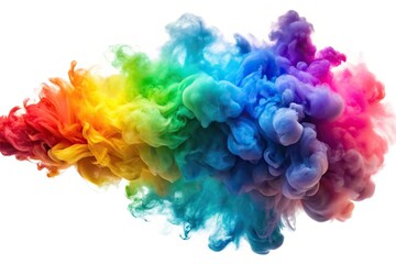 Obraz premium Colorful smoke cloud on white background with shallow depth of field
