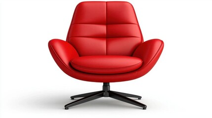 Naklejka premium A photostock of a modern red armchair on a white background, isolated and stylish.
