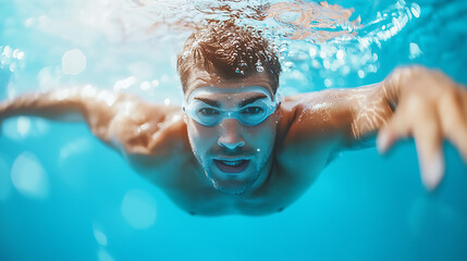 Fototapeta premium Swimmers embrace endurance challenges in open water sessions