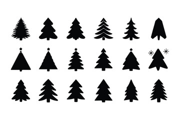 christmas tree silhouette vector boundle
